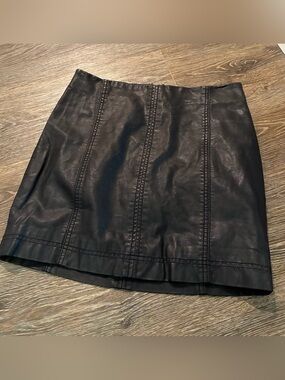 Free people Black Faux Leather Mini Skirt - Classic Panel Detail